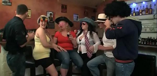  Fat girls fooling around in the bbw bar